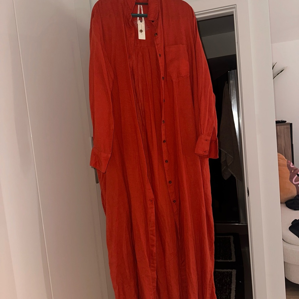 Anthropologie maxi linen shirt / dress NEW